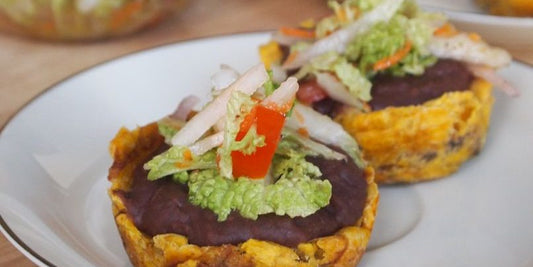 Plantain Baskets Topped With Beans
