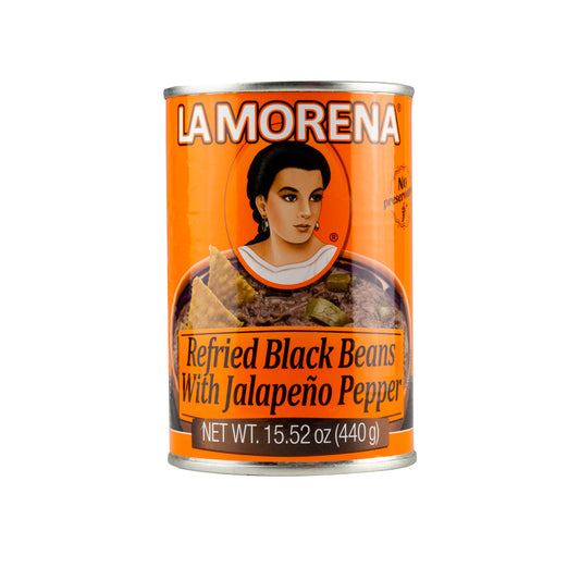 La Morena Refried Black Beans with Jalapeno 440gr